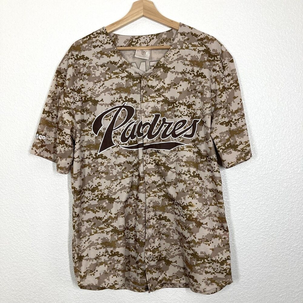 San Diego Padres Jersey Mens XL Tan Camo MLB Baseball Kemp 27 American Flag